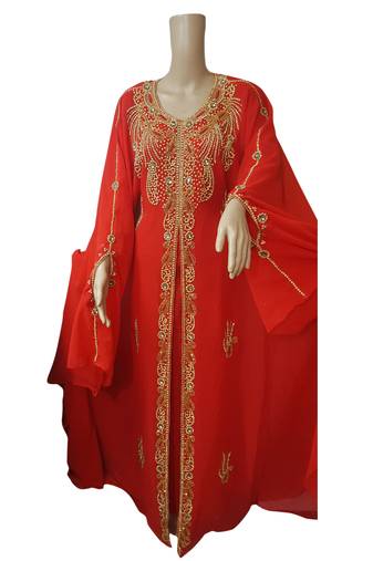 Red georgette embroidered islamic kaftans