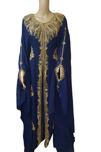 Navy blue georgette embroidered islamic kaftans