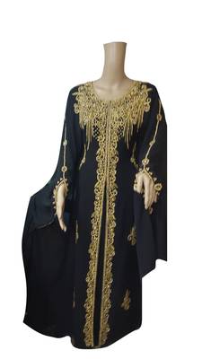 Black georgette embroidered islamic kaftans 1