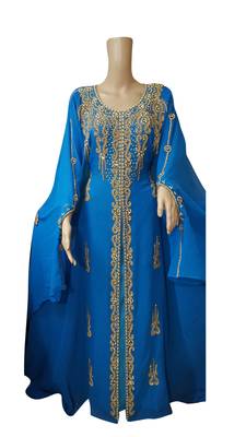Blue georgette embroidered islamic kaftans 1