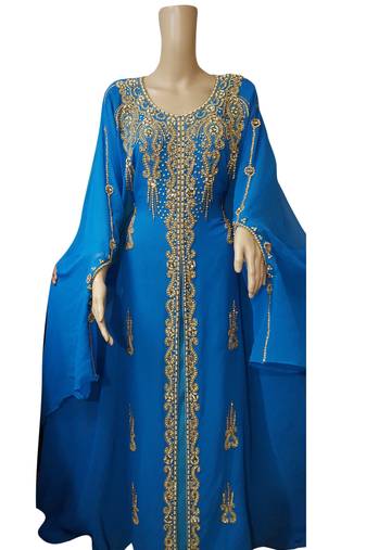 Blue georgette embroidered islamic kaftans