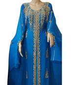 Blue georgette embroidered islamic kaftans