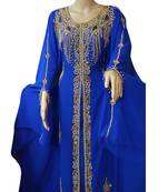 Royal blue georgette embroidered islamic kaftans