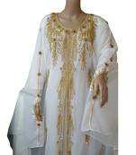 Off White georgette embroidered islamic kaftans
