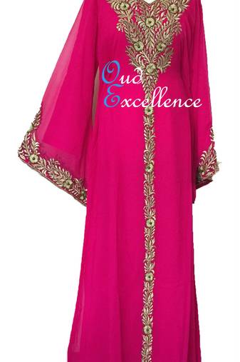 Pink georgette embroidered islamic kaftans