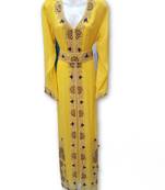 Yellow georgette embroidered islamic kaftans