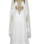 Off White georgette embroidered islamic kaftans