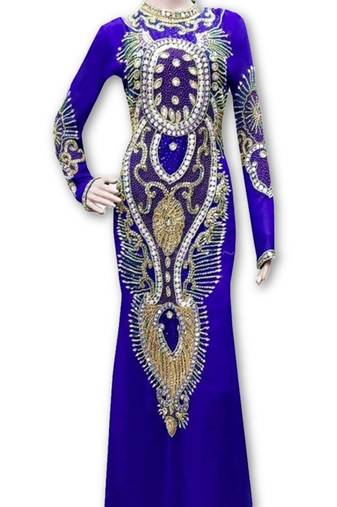 Royal blue georgette embroidered islamic kaftans