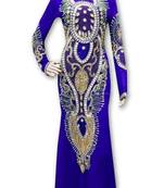 Royal blue georgette embroidered islamic kaftans