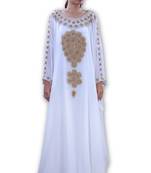 Cream georgette embroidered islamic kaftans