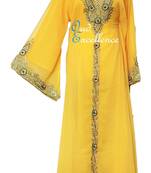 Yellow georgette embroidered islamic kaftans