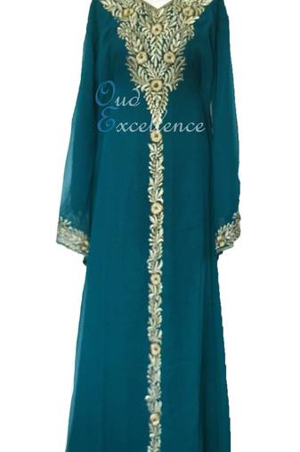 Green georgette embroidered islamic kaftans