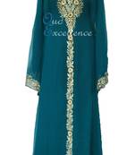 Green georgette embroidered islamic kaftans