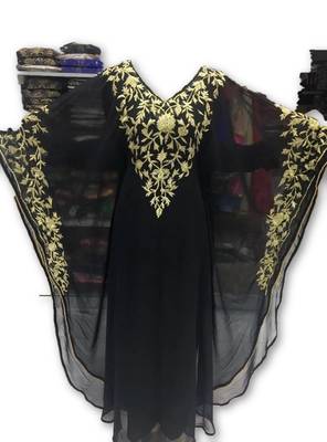 Black georgette embroidered islamic kaftans 1