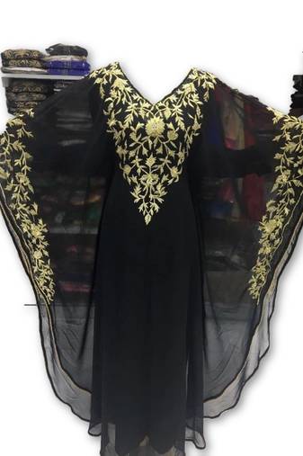 Black georgette embroidered islamic kaftans