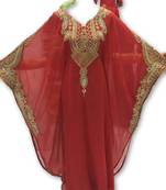 Maroon georgette embroidered islamic kaftans
