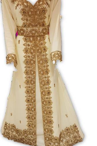 Cream georgette embroidered islamic kaftans