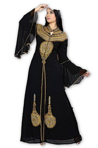 Black georgette embroidered islamic kaftans