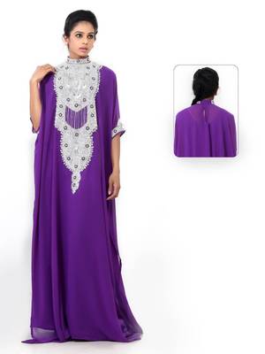 Purple georgette embroidered islamic kaftans 1