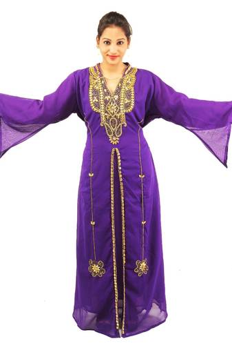Purple georgette embroidered islamic kaftans