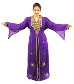 Purple georgette embroidered islamic kaftans