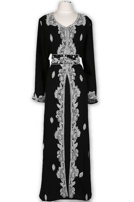 Black georgette embroidered islamic kaftans 1