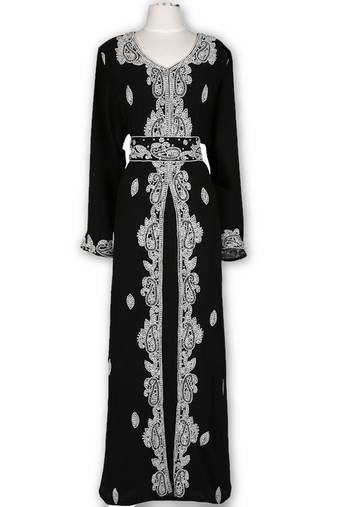Black georgette embroidered islamic kaftans