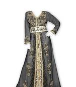 Jacket black inner cream georgette embroidered islamic kaftans