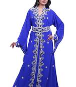 Royal blue georgette embroidered islamic kaftans