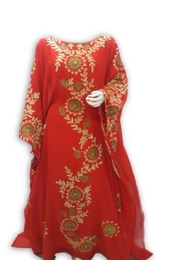 Red georgette embroidered islamic kaftans
