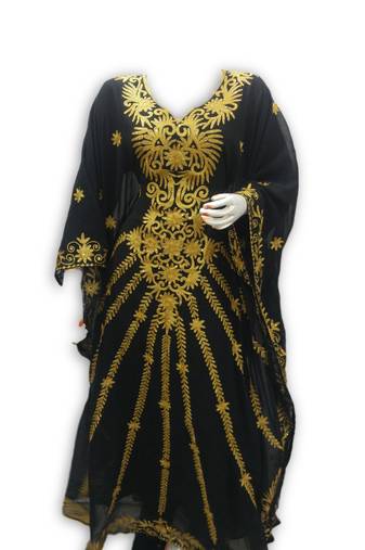 Black georgette embroidered islamic kaftans