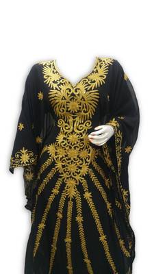 Black georgette embroidered islamic kaftans 3