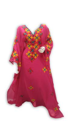 Pink georgette embroidered islamic kaftans 1