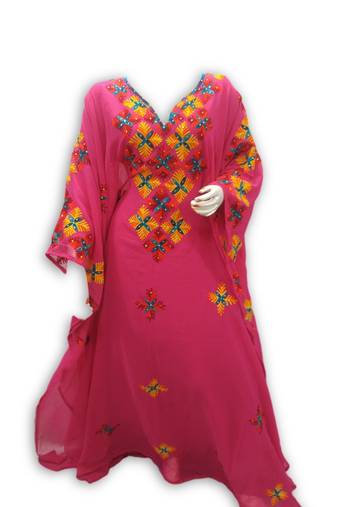 Pink georgette embroidered islamic kaftans