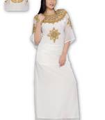 Cream georgette embroidered islamic kaftans
