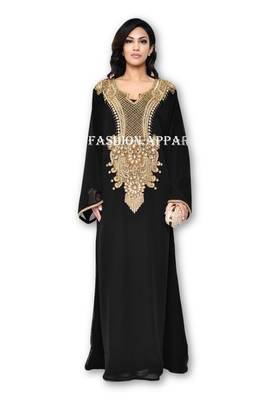 Black georgette embroidered islamic kaftans 1