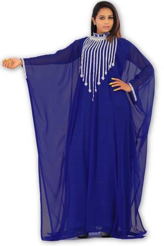 Royal blue georgette embroidered islamic kaftans
