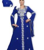 Royal blue georgette embroidered islamic kaftans