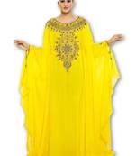 Yellow georgette embroidered islamic kaftans
