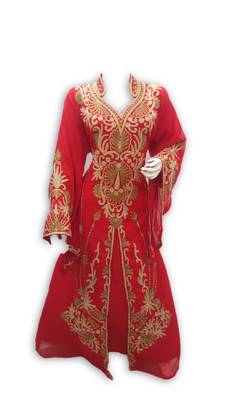 Red georgette embroidered islamic kaftans 1