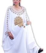 White georgette embroidered islamic kaftans