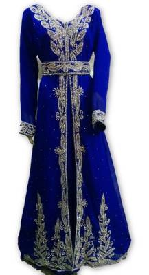 Royal blue georgette embroidered islamic kaftans 1