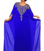 Royal blue georgette embroidered islamic kaftans
