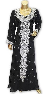 Black georgette embroidered islamic kaftans 1