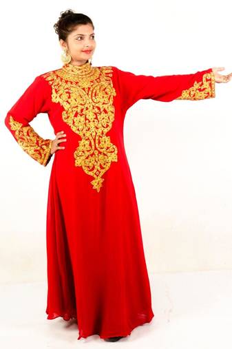 Red georgette embroidered islamic kaftans
