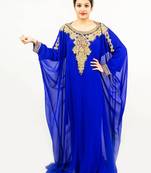 Royal blue georgette embroidered islamic kaftans
