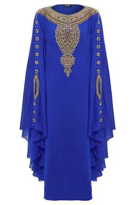 Royal blue georgette embroidered islamic kaftans 2