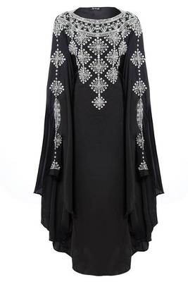 Black georgette embroidered islamic kaftans 1