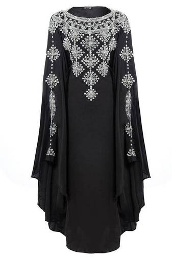 Black georgette embroidered islamic kaftans