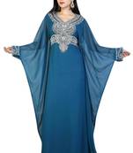 Blue georgette embroidered islamic kaftans
